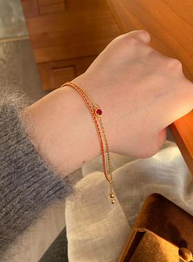 新年本命年双层红色编织手链女款