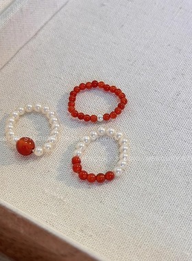 法式baby珠简约百搭高级感戒指女