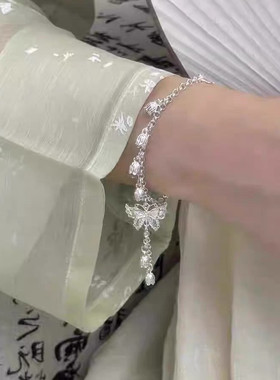 蝴蝶铃兰花吊坠新中式复古风手链