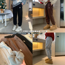 Female Great Child Plus Suede Hip Bunny Pants 2023 Winter Dress New Teen Warm Campus Pants Display Slim Fit Pants