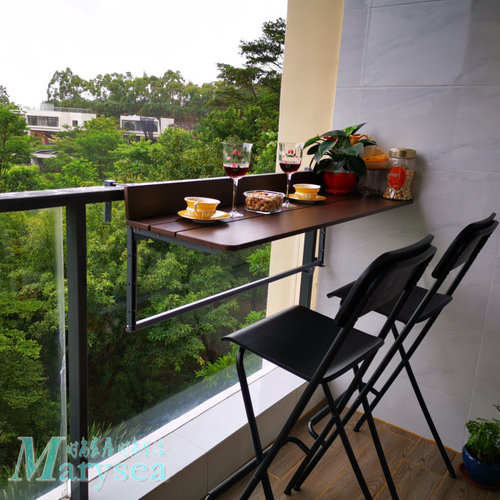 阳台栏杆挂桌吧台桌露台休闲小吧台观景桌护栏悬挂桌子防水折叠桌-图2