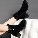 Genuine leather women's boots frosted medium heel short boots for women 2024 new style