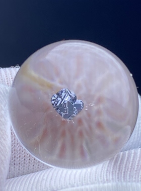 天然水晶包裹体七彩矿石吊坠圆珠DIY矿石单珠饰品项链16mm