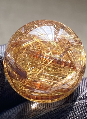 天然水晶铜发晶吊坠圆珠DIY发晶单珠饰品项链19mm一物一图