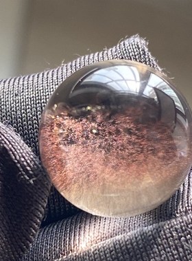 天然水晶超七红针发吊坠圆珠DIY水晶单珠饰品项链14mm一物一图