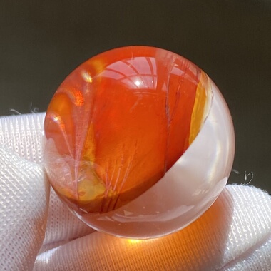 天然水晶包裹体七彩红胶花吊坠圆珠DIY水晶单珠饰品项链18.5mm