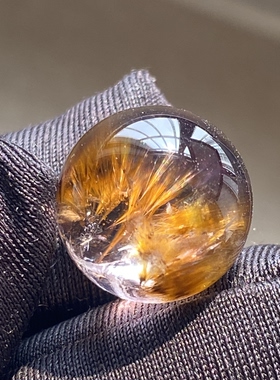 天然水晶紫钛吊坠圆珠DIY紫发单珠饰品项链13.5mm 一物一图
