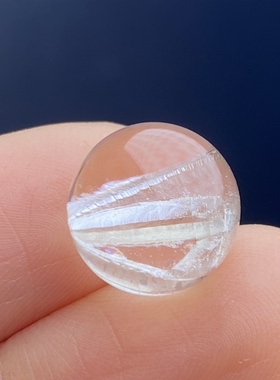 天然水晶包裹体碧玺吊坠圆珠DIY水晶单珠饰品项链11.5mm一物一图