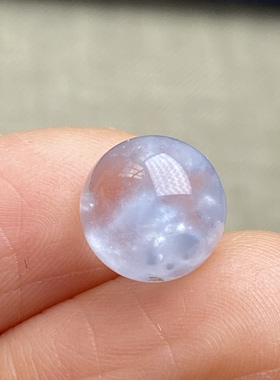 天然水晶蓝兔毛吊坠圆珠DIY水晶单珠饰品可做戒指9.5mm一物一图