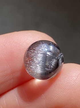 天然水晶黑银钛吊坠圆珠DIY银钛单珠饰品项链9.5mm一物一图