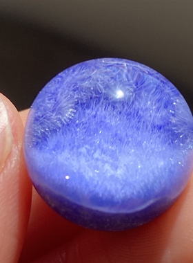 天然水晶蓝发晶吊坠圆珠DIY蓝线石单珠饰品项链16.5mm一物一图