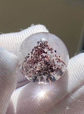 天然水晶包裹体红色矿石银山金字塔吊坠圆珠DIY水晶饰品项链12mm