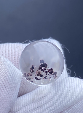 天然水晶包裹体云母花银山吊坠圆珠DIY水晶单珠饰品10mm一物一图