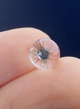 天然水晶包裹体海胆花吊坠圆珠DIY水晶单珠饰品可做戒指7.8mm