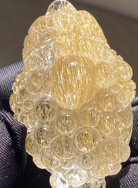 天然水晶发晶金蟾吊坠男女款水晶饰品项链挂坠 一物一图