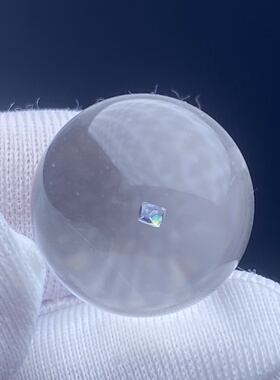 天然水晶包裹体七彩锐钛矿吊坠圆珠DIY水晶矿石单珠饰品14.5mm