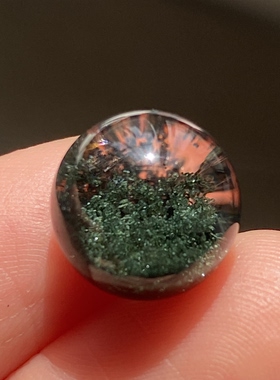 天然水晶绿幽灵吊坠圆珠DIY幽灵单珠饰品项链12mm 一物一图