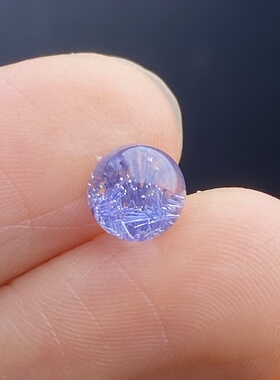 天然水晶蓝发晶吊坠圆珠DIY蓝线石单珠饰品可做戒指6mm一物一图