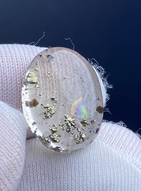 天然水晶满天星黄铜矿吊坠裸石蛋面DIY铜矿饰品项链挂坠一物一图