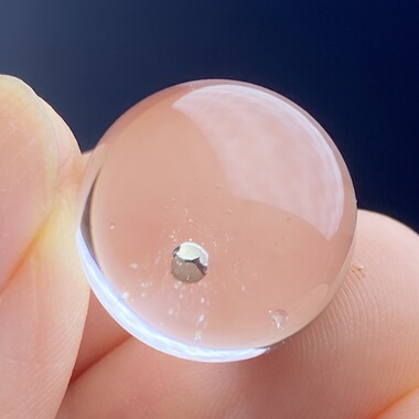 天然水晶包裹体黄铜矿吊坠圆珠DIY水晶单珠饰品项链16mm一物一图