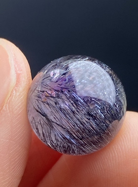 天然水晶超七紫晶发吊坠圆珠DIY紫发晶单珠饰品项链14mm一物一图
