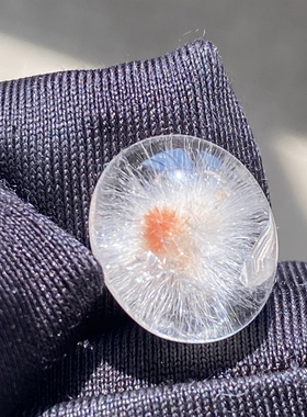 天然水晶白兔毛花吊坠裸石蛋面DIY兔毛水晶饰品项链可做戒指