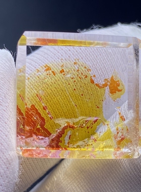天然水晶七彩红黄胶花吊坠裸石男女款胶花饰品项链一物一图