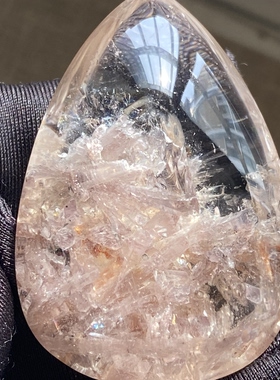 天然水晶包裹体浅紫碧玺吊坠裸石男女款碧玺项链饰品挂坠一物一图
