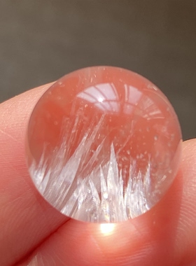 天然水晶浅粉碧玺吊坠圆珠DIY水晶单珠饰品项链14mm一物一图