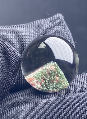 天然水晶绿幽灵银山金字塔吊坠圆珠DIY幽灵单珠饰品13mm一物一图