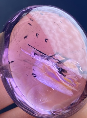 天然紫水晶彩虹吊坠男女款紫晶包裹蓝绒花饰品项链挂坠一物一图
