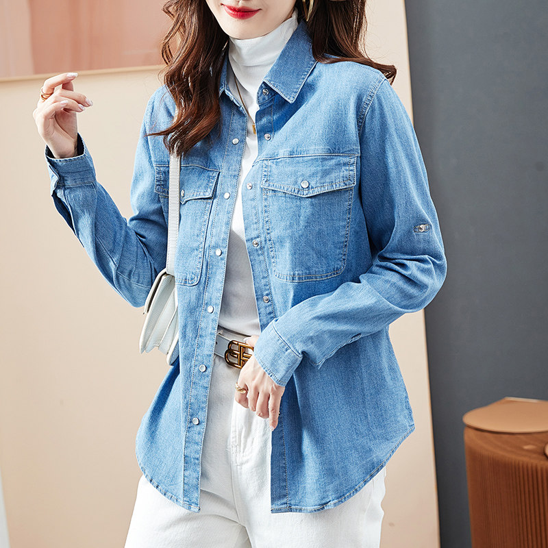 德玛纳2022新款春装牛仔女复古衬衫 德玛纳衬衫