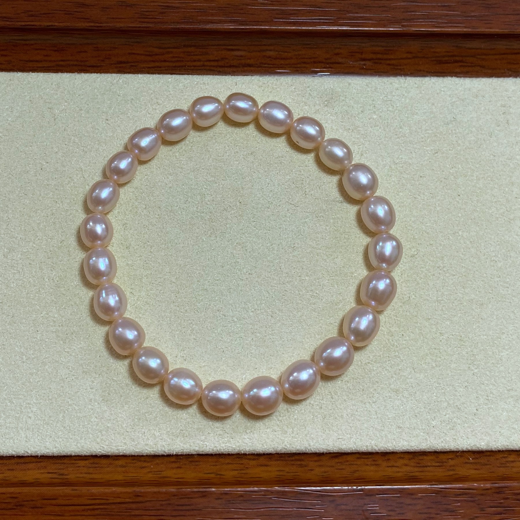 6-7mm天然粉紫色米形淡水珍珠弹力绳手链无核松紧款手串女款,淘宝优惠券,粉丝福利购,淘宝优惠卷