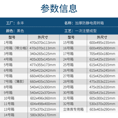 防静电周转箱电子厂周转盒PCB周转箱子黑色塑胶筐塑料周转物流箱-图2