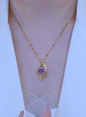 心有所属紫水晶锁骨链女