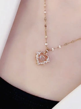 灵动跳动的心锁骨链女