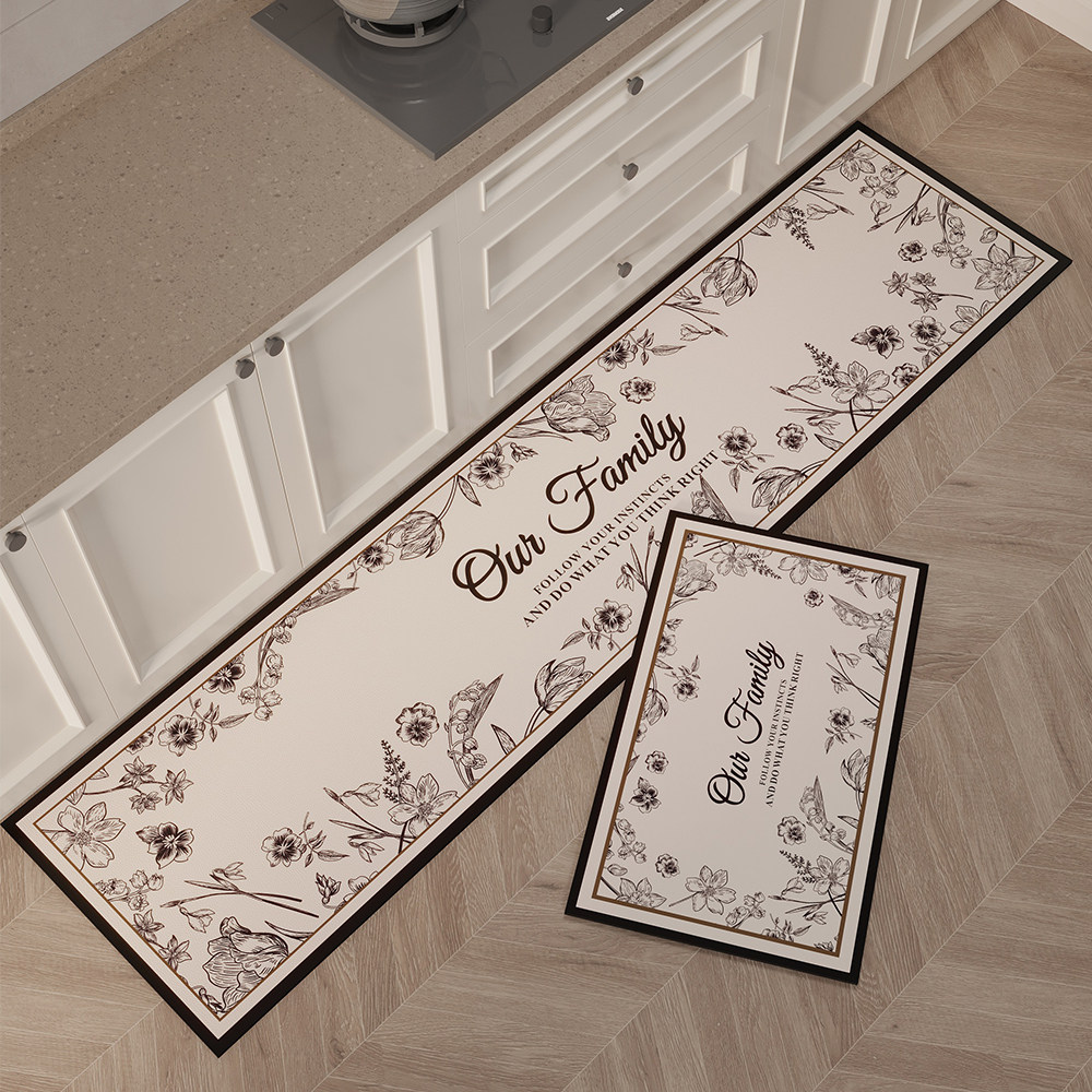 轻奢高级厨房地垫长条防滑防油防水可擦免洗皮革地毯耐脏软脚垫子,淘宝优惠券,粉丝福利购,淘宝优惠卷