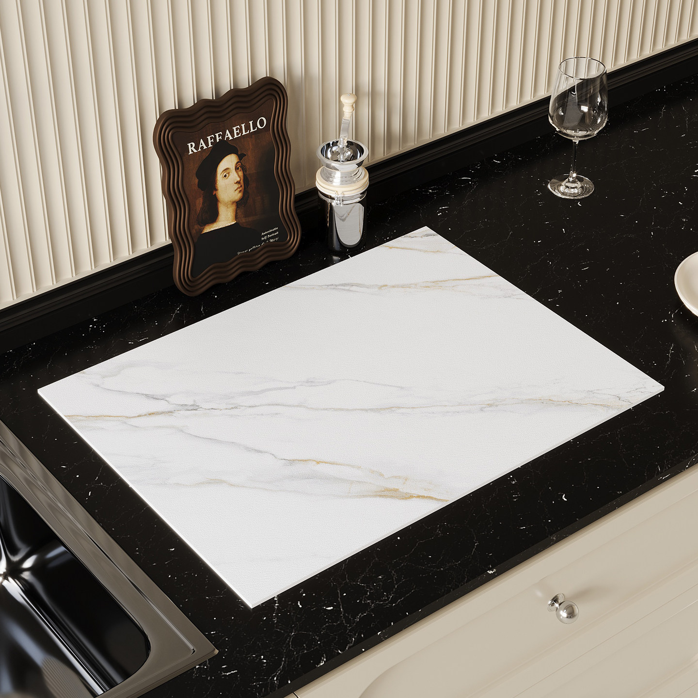 DMF轻奢大理石纹厨房沥水垫吸水速干餐具吸水垫浴室洗手台防滑垫,淘宝优惠券,粉丝福利购,淘宝优惠卷