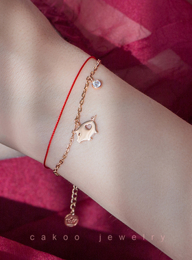 单钻生肖小猪双层红绳新年礼物