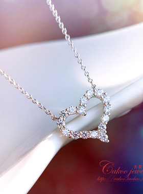 经典s925满钻桃心韩版时尚银项链
