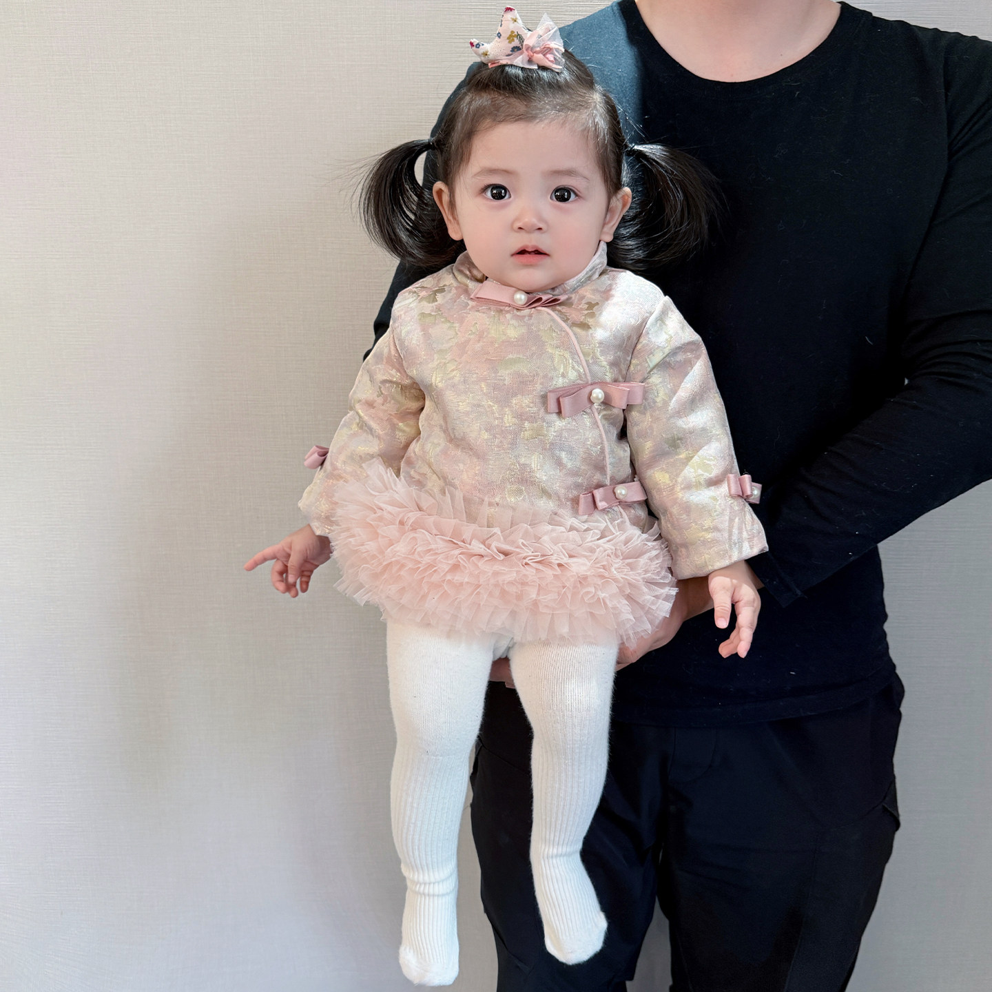 女童冬季新中式年服连衣裙女宝宝拼接网纱加绒公主裙婴儿保暖裙子,淘宝优惠券,粉丝福利购,淘宝优惠卷