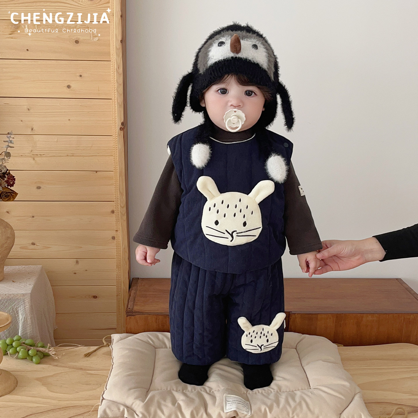 男童冬款卡通马甲套装男宝宝可爱加绒加厚背心保暖打底衫婴儿裤子,淘宝优惠券,粉丝福利购,淘宝优惠卷