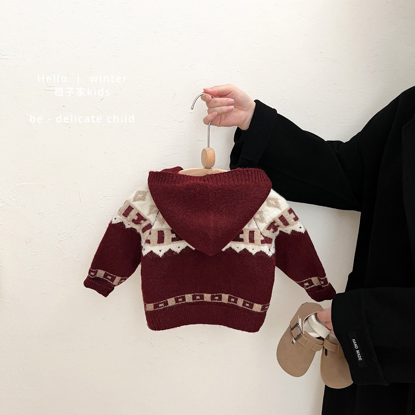 男童冬款新年红色连帽针织开衫女宝宝韩版加厚保暖毛衣婴儿拜年服,淘宝优惠券,粉丝福利购,淘宝优惠卷