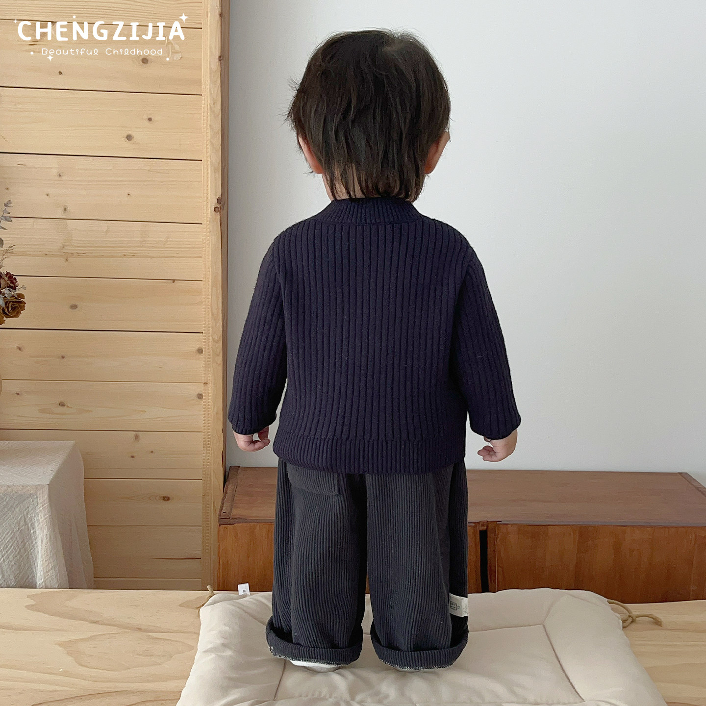 男童冬季百搭毛衣套装男宝宝加厚保暖针织打底衫婴儿加绒直筒裤子,淘宝优惠券,粉丝福利购,淘宝优惠卷