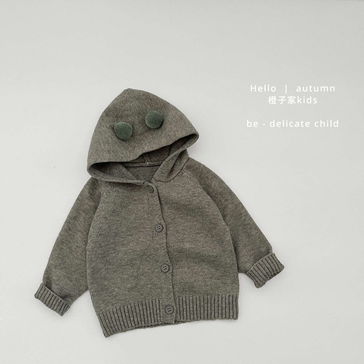 男童春秋款洋气针织开衫男宝宝韩系超萌毛衣婴儿简约百搭连帽外套 - 图2