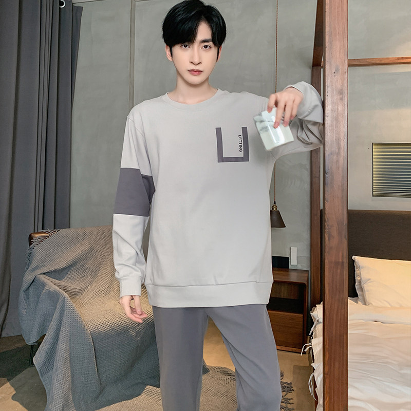 长袖春秋款新款男士青少年纯棉睡衣 怀尔蔚卡卡睡衣/家居服套装