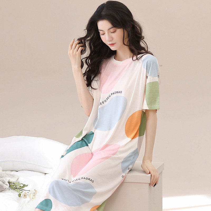 网红风女士冰丝莫代尔短袖睡裙 怀尔蔚卡卡睡裙