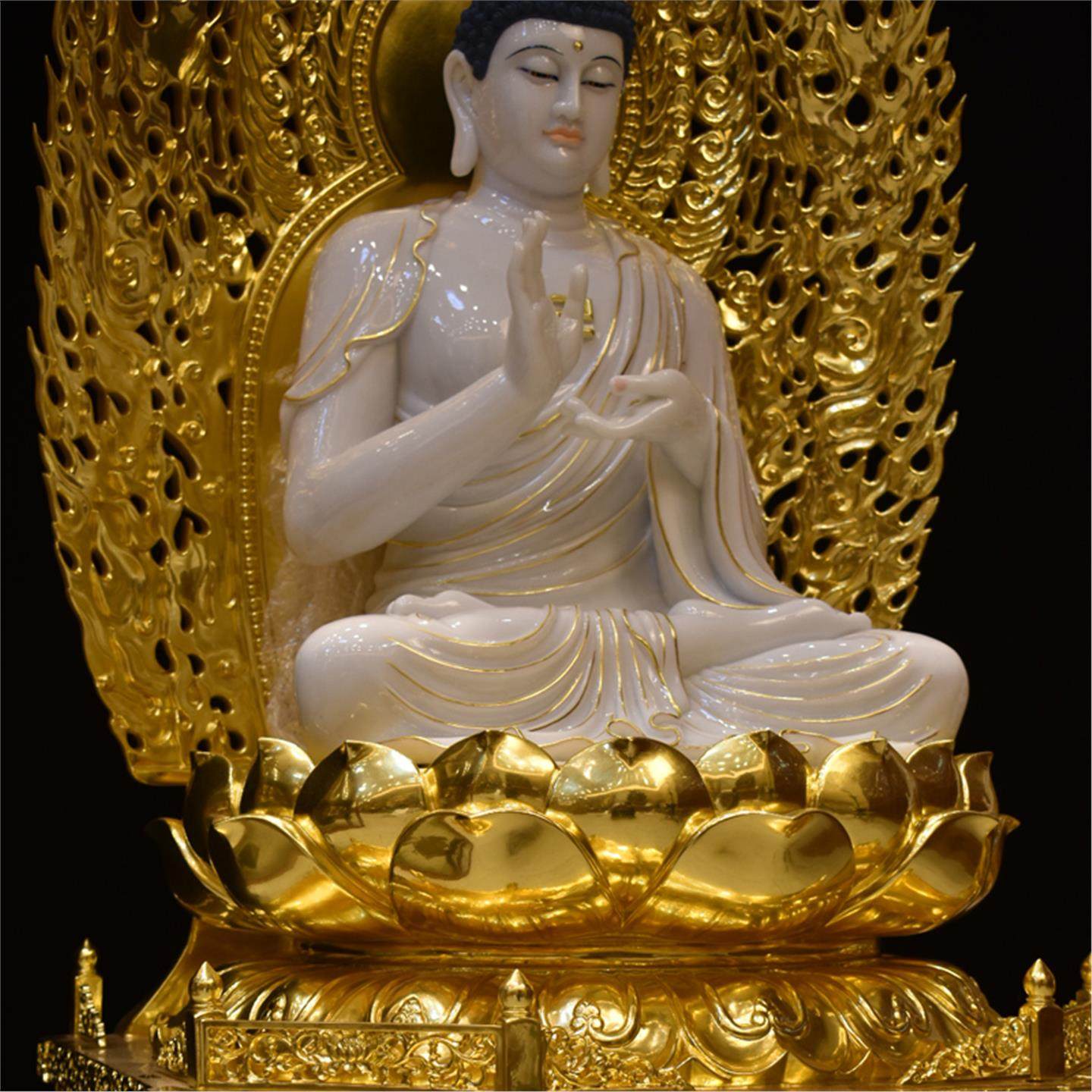 燃灯佛汉白玉雕佛像阿弥陀佛寺庙供奉药师佛工艺品摆件释迦牟尼佛 - 图1