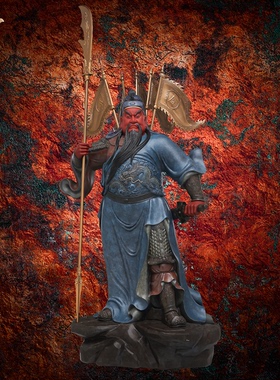 东来紫关公摆件武财神神像铜雕招财供奉铜像关帝圣君京铜伽蓝菩萨