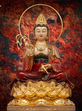 观音佛像观世音菩萨家用款供奉南海普陀山纯全铜像东来紫娑婆三圣